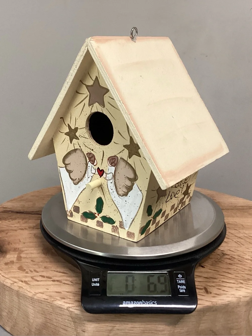 🔴 Beautiful Solid Wood Crafted Birdhouse - Hand Painted - Peace / Love / Joy